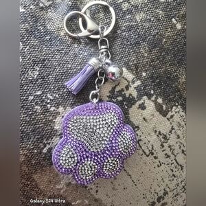 Large Purple Paw Bag charm/Keychain New
